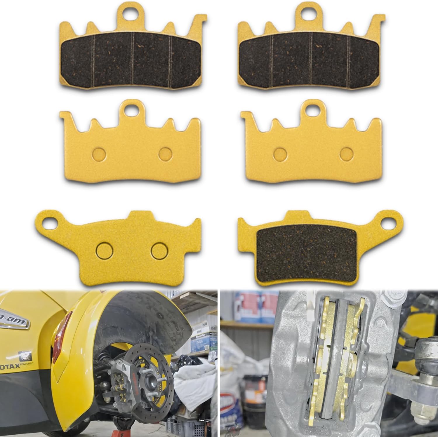 Sunluway Ceramic Front and Rear Brake Pads Full Set - Compatible with Can-Am Spyder (2013-2026) F3 F3-S F3-T F3 LTD RT RS ST - Direct Replacement Disc Pad Kit (6 Pieces)