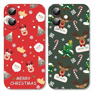 2 Pack Christmas Phone Case for iPhone 16 Plus 6 7 Matte Xmas Case with Christmas Elk Deer