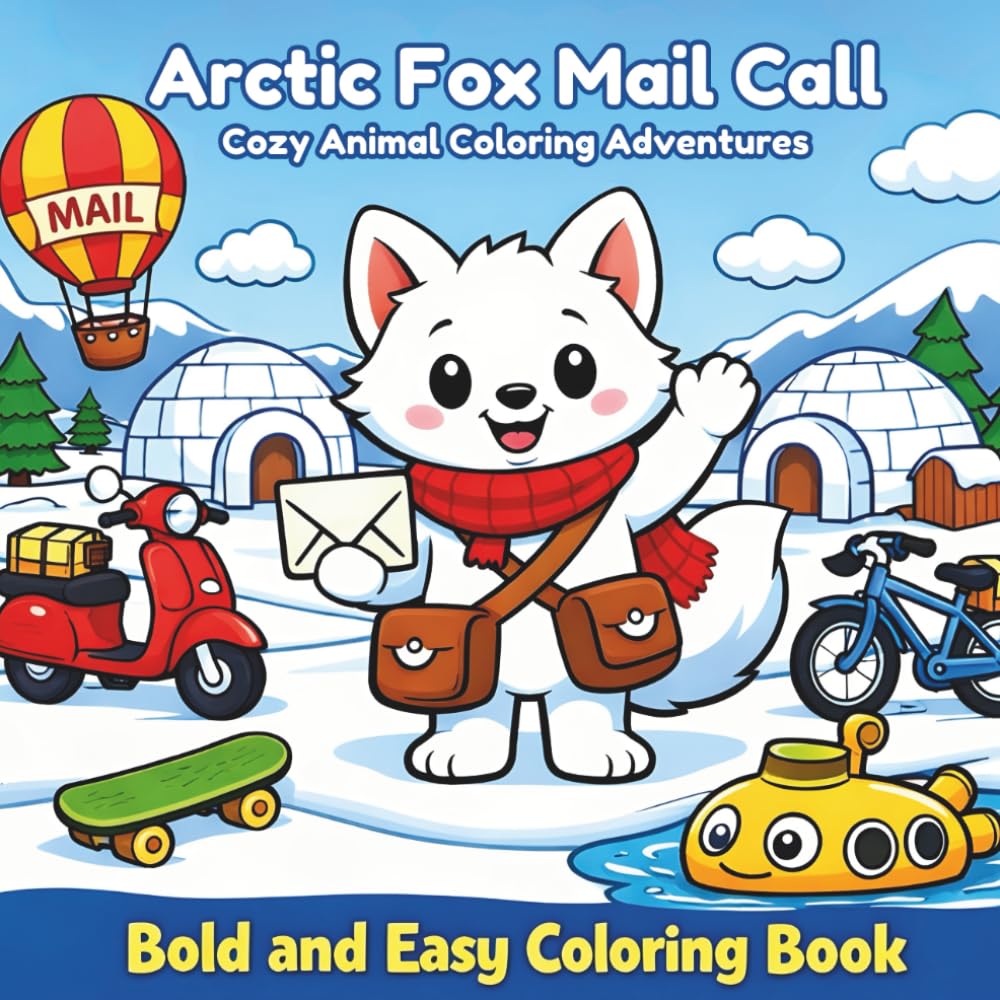 Arctic Fox Mail Call: Cozy Animal Coloring Adventures