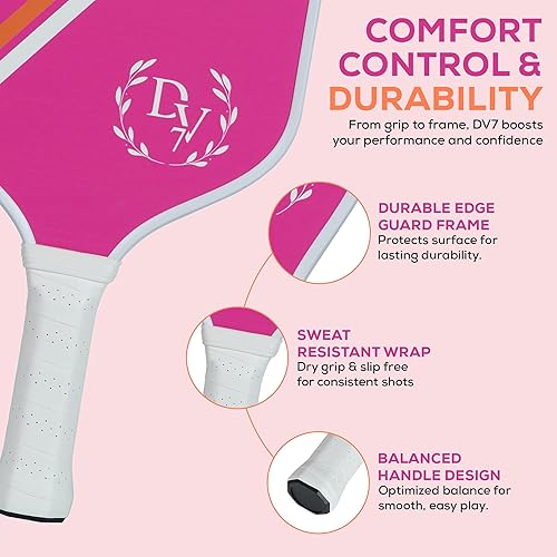 Miniatura 5 de Paletas de pickleball rosadas  Juego de paletas de pickleball texturizadas ligeras y elegantes para mujeres  Regalo perfecto para ella  Elegante