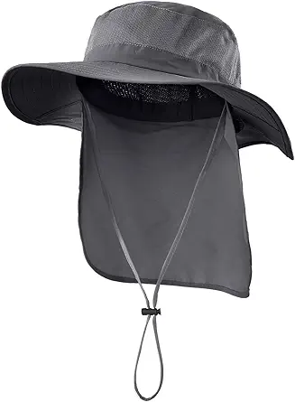 Home Prefer Outdoor UPF50+ Mesh Sun Hat Wide Brim Fishing Hat with Neck Flap Sun Hat for Men Women