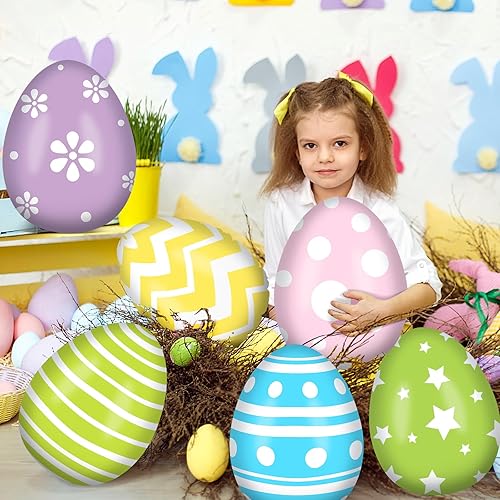 Miniatura 2 de Jetec 12 piezas de 12 pulgadas decoraciones inflables de huevos de Pascua globos inflables colgantes de Pascua decoración PVC grandes huevos