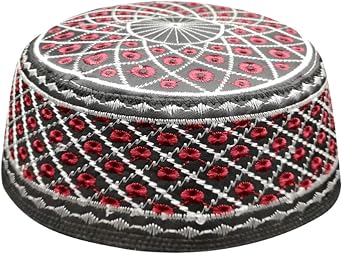 Red Muslim Taqiyah Kufi Prayer Cap 