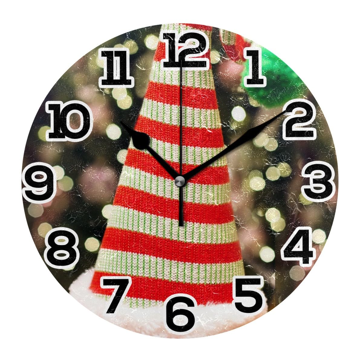 Horloge murale silencieuse Noël sans tic-tac déco festive ronde 25cm