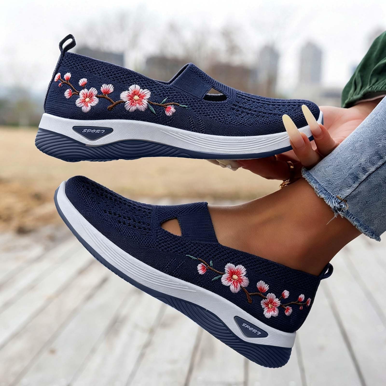 Zapatillas Ortopedicas Mujer Verano Zapatillas Sin Cordones para Caminar Comodos y Ligeros Sandalias Palas Transpirables y Antideslizantes Entrenamiento Deportivas Malla Deporte Zapatos de Diabéticos
