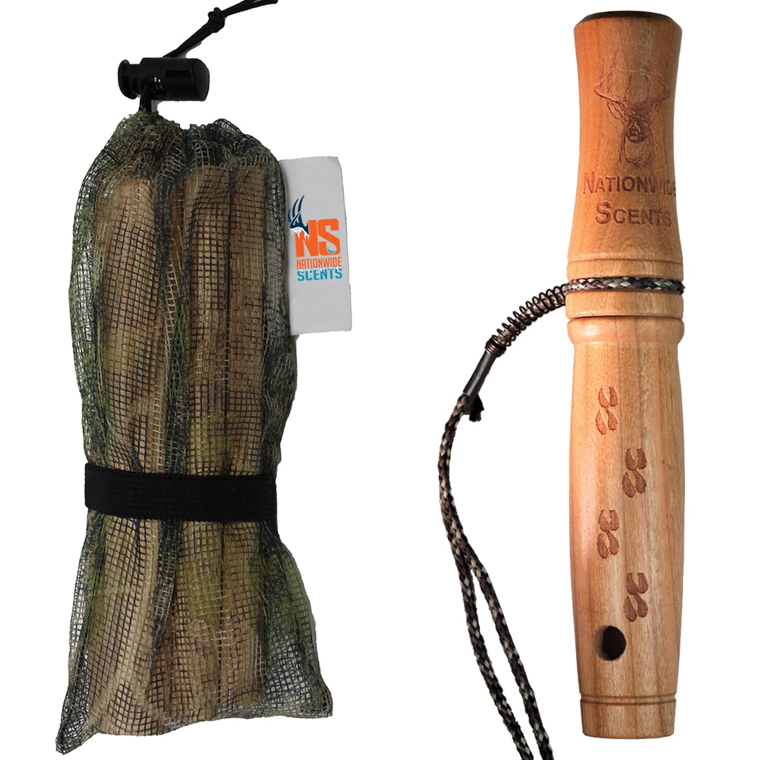 Nationwide Scents Rattle Bag and Cherry Grunt Call For Deer Hunting - Deer Rattling Horns - Wooden Deer Call - Buck Calls For Whitetail Deer - Deer Caller for Hunter - Deer Hunting Accessories F