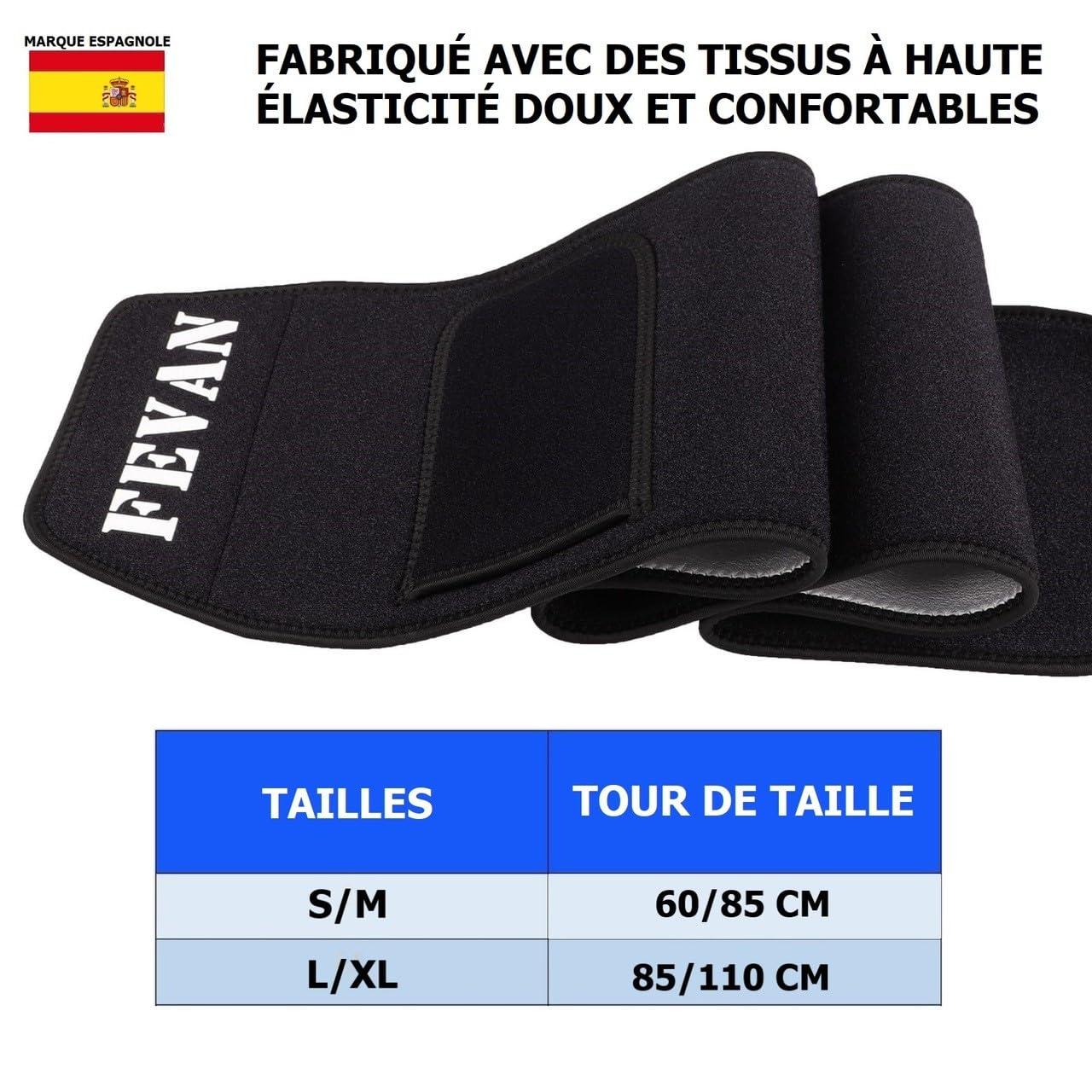 FEVAN Ceinture de Sudation Femme et Homme - Ceinture Abdominale Femme - Ceinture Ventre Plat Néoprène.