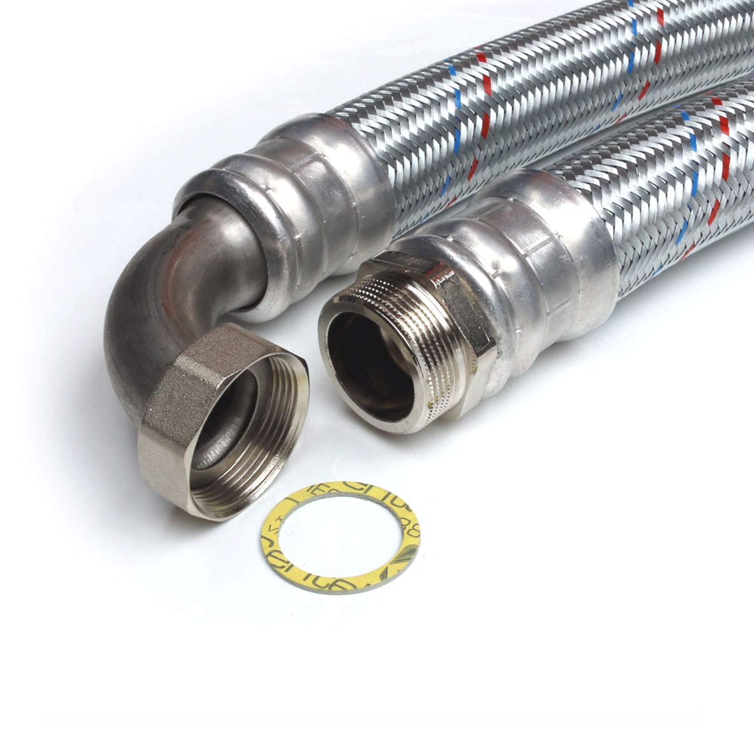 Tuyau blindé 1 1/2" AG x 1 1/2" avec arceau DN40 en acier galvanisé Longueur 30-200 cm