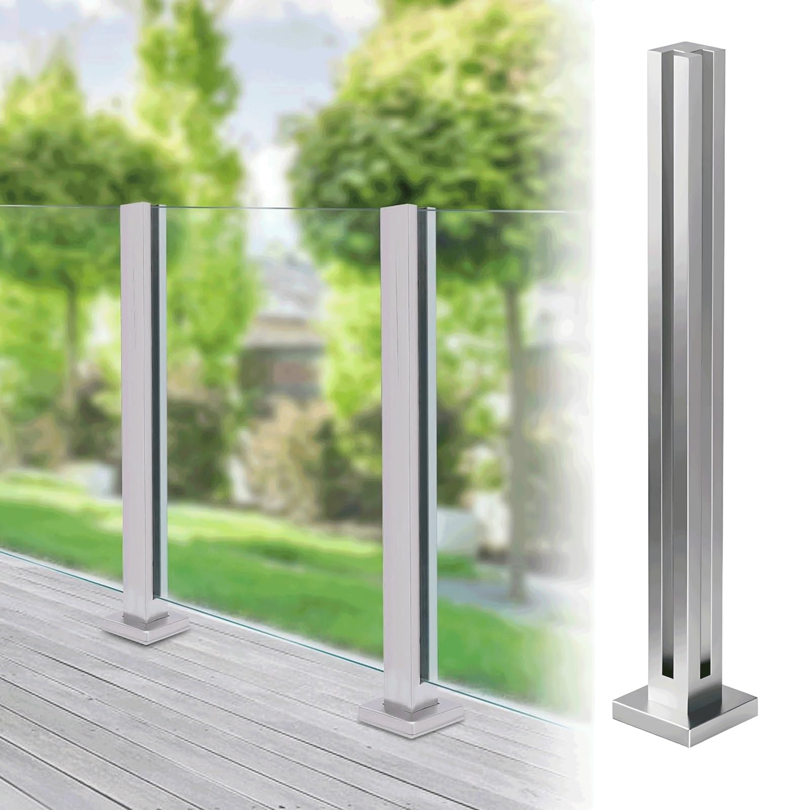 Poteau de balustrade verre inox 304 haut de gamme pour escaliers