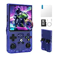 R36MAX Retro Handheld Game Console, Portable Retro Gaming Console 4.0'' IPS HD Screen and Linux System, Support 30+ Emulator and 64GB TF Card Video Game Consoles, 4000mAh Battery (Blue 64GB)