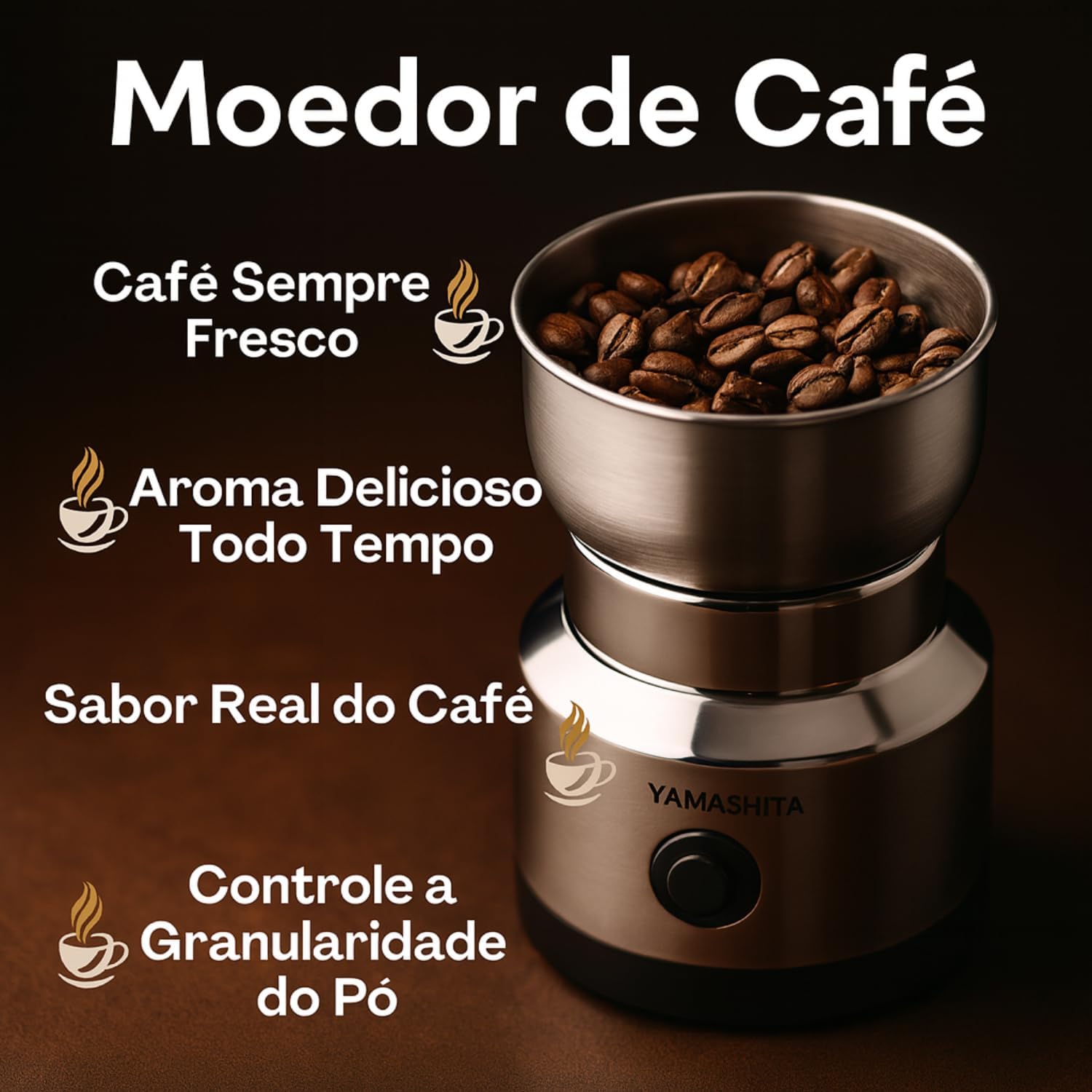 Moedor de Café Elétrico Triturador de Grãos, Sementes, Especiarias, Temperos, Amendoim, Ervas Secas, Portátil e Rápido com Lâminas Inox, Tampa Transparente, Baixo Ruído, Uso Doméstico e Cozinha