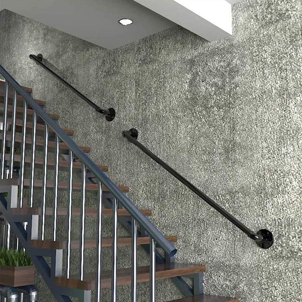 2-Pack Stair Handrails 27.5" - Wall Mount Grab Bars For 1-3 Steps Indoor Outdoor Use