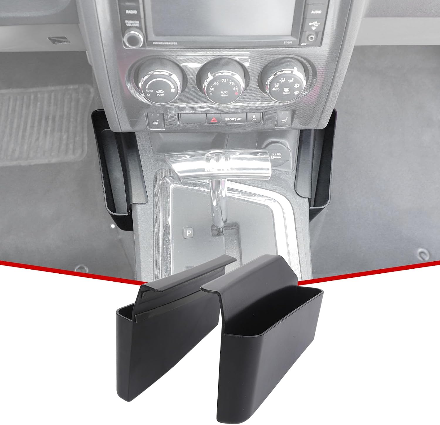 JeCar Storage Tray Gear Shifter Storage Organizer Interior Accessories Compatible with Dodge Challenger 2015-2023, Black