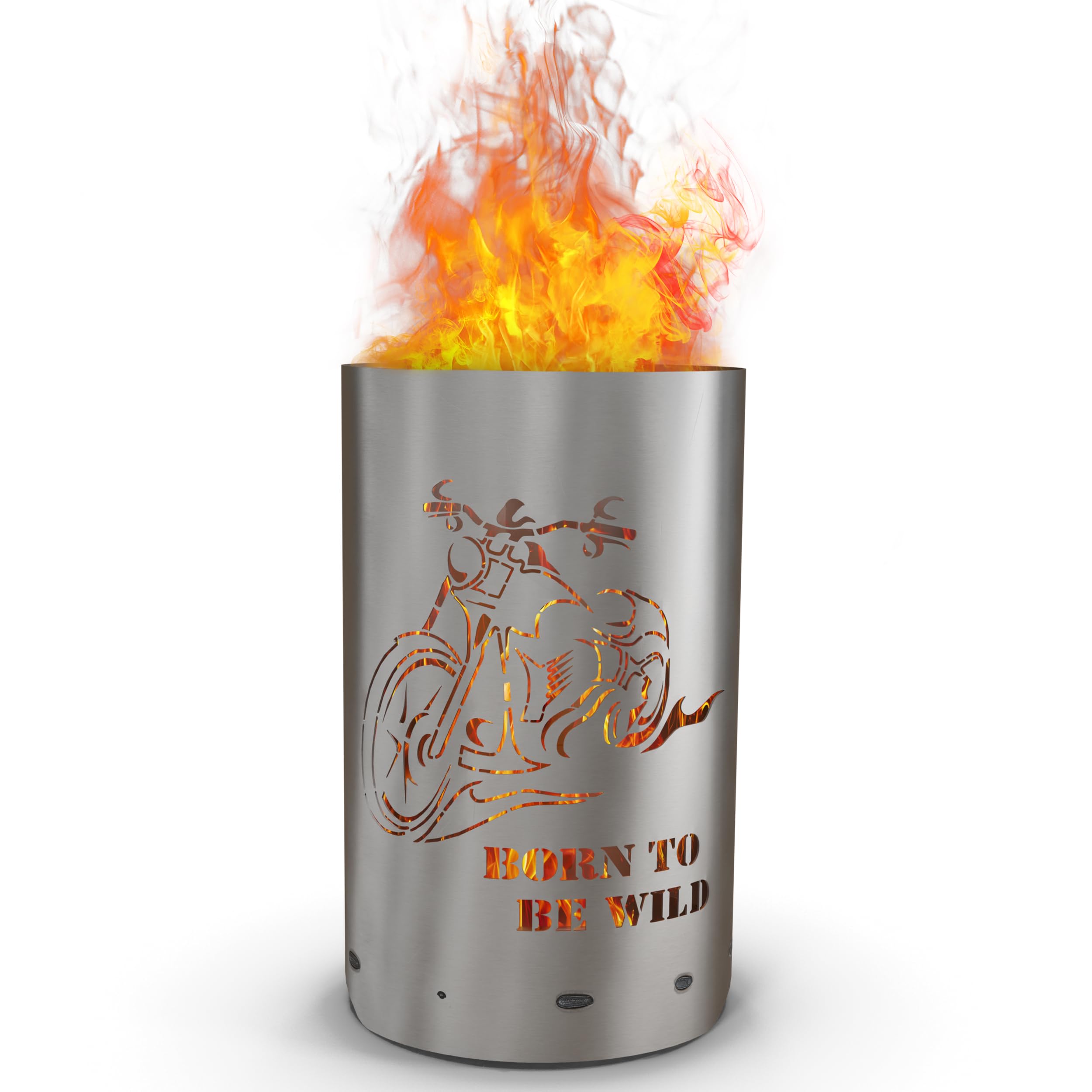 TiKo-Design® Feuertonne Feuerkorb mit Born to Be Wild Chopper Motiv