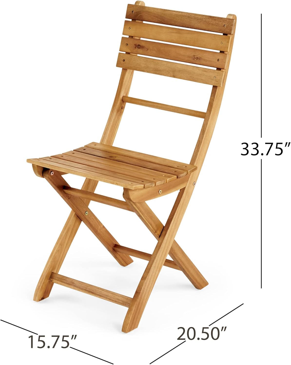 Christopher Knight Home Positano Outdoor Acacia Wood Foldable Dining Chairs, 2-Pcs Set, Natural Stained