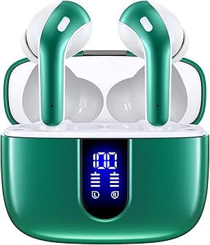 TAGRY 2 Sets X08 White and Forest Green Bluetooth Headphones True Wireless Earbuds 60H Playback Ear Buds with Wireless Charging Case in-Ear Earbuds with Mic