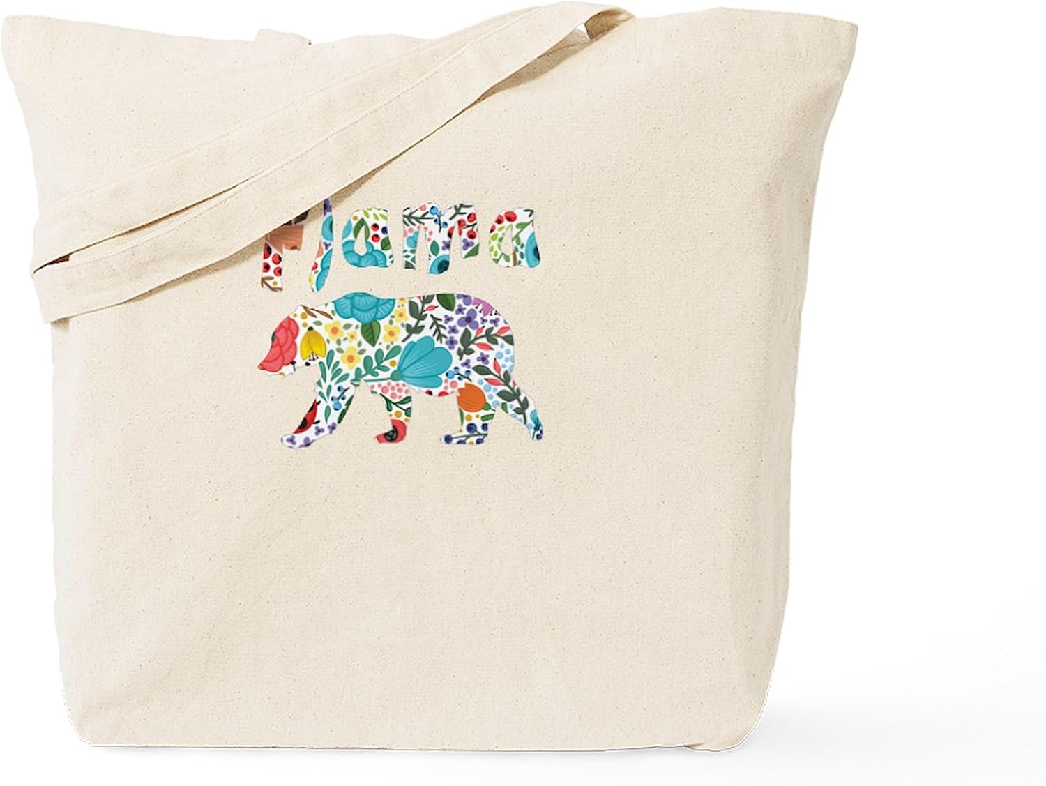 CafePress Pretty Cute Mama Bear for Mother's Day Tote Bag Reusable Natural Beige Canvas Shopping Bag