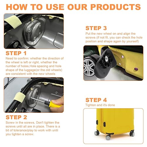 Miniatura 3 de Ruedas de equipaje con rodamientos giratorios 360 2 ruedas de repuesto de maleta de plástico