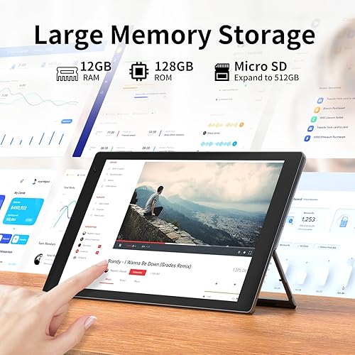 Miniatura 5 de TJD Tablet Android de 10 pulgadas, Tablet PC ROM de 128 GB, procesador de cuatro núcleos, batería de 6000 mAh altavoces estéreo de doble cámara,