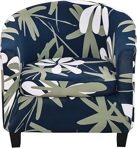 Miniatura 8 de CRFATOP Funda elástica para silla de club de 2 piezas, fundas para silla de bañera, fundas suaves con estampado, protector de muebles extraíble para