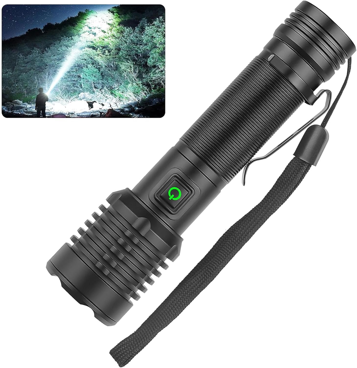 Torcia LED Ricaricabile 90000 Lumen Chasinglee – Potente, Tattica, Regolabile, Impermeabile