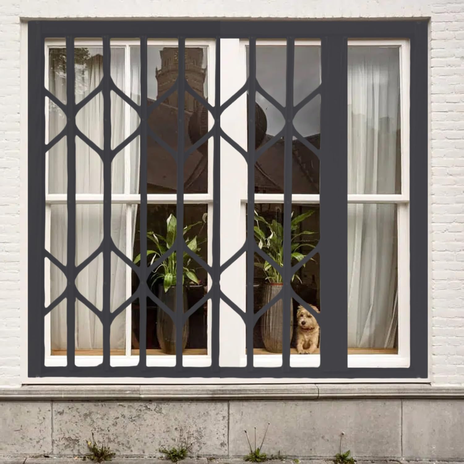 Heavy-Duty Foldable Window Security Bars with Lock – Extendable Safety Guard for Apartments, Basements, and Sheds – Easy Installation, 51x63in / 130x160cm