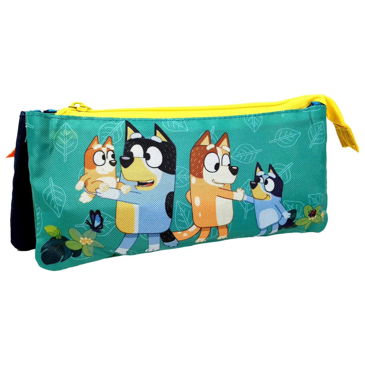 CYPBRANDS Estuche Triple 22cm, Portatodo con Cremalleras 3 Compartimientos, Estuche Escolar para Niño y Niña, Material Escolar, Estuche Infantil (Estuche Triple Bluey 22cm)