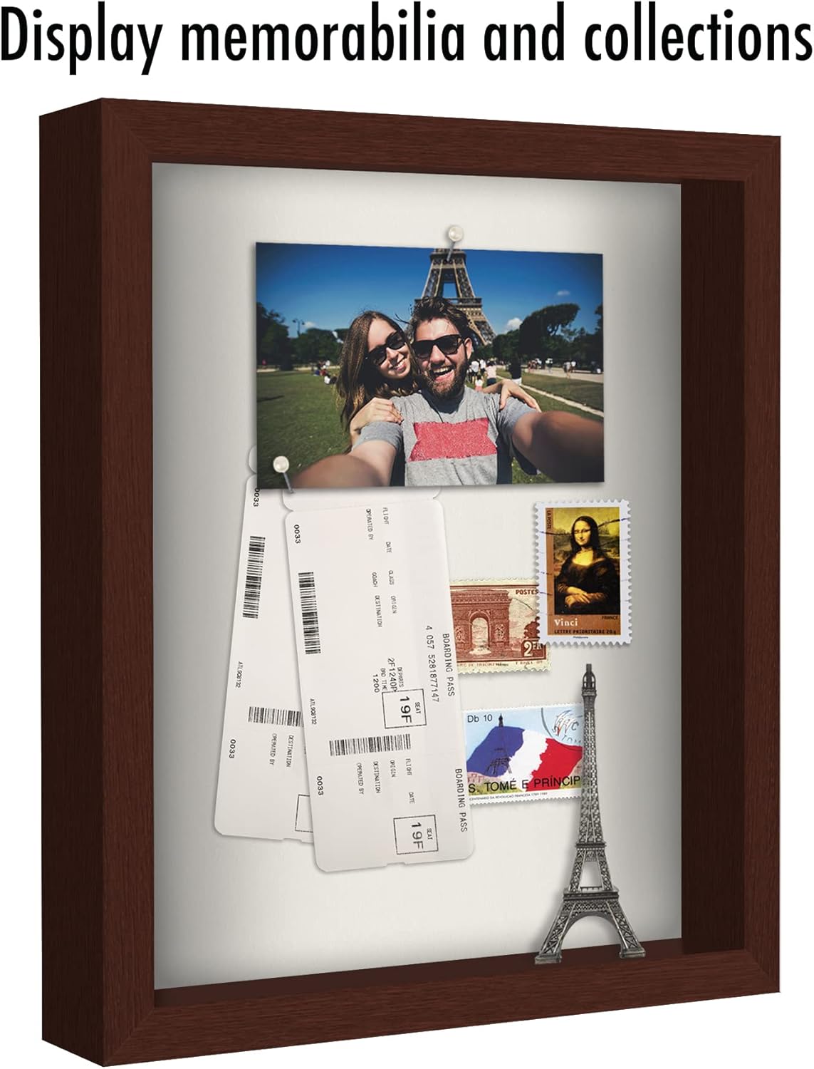 Americanflat 11x14 Shadow Box Frame with Shatter-Resistant Glass - Silhouette Collection - Large Shadow Box Display Case for Tabletop and Wall Display - Mahogany with Soft Felt Back