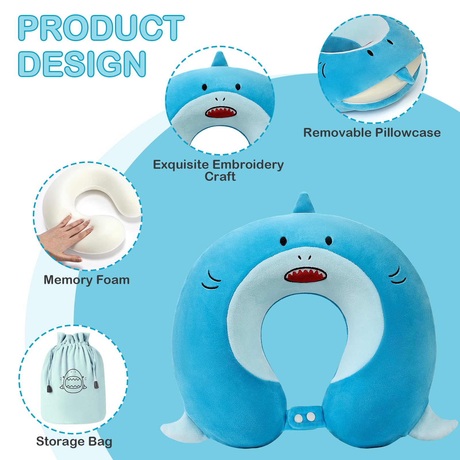 Coussin De Voyage En Forme De U - Mousse à Mémoire De Forme Pour Adulte Et Enfant - Confort Avion, Voiture, Train - 10