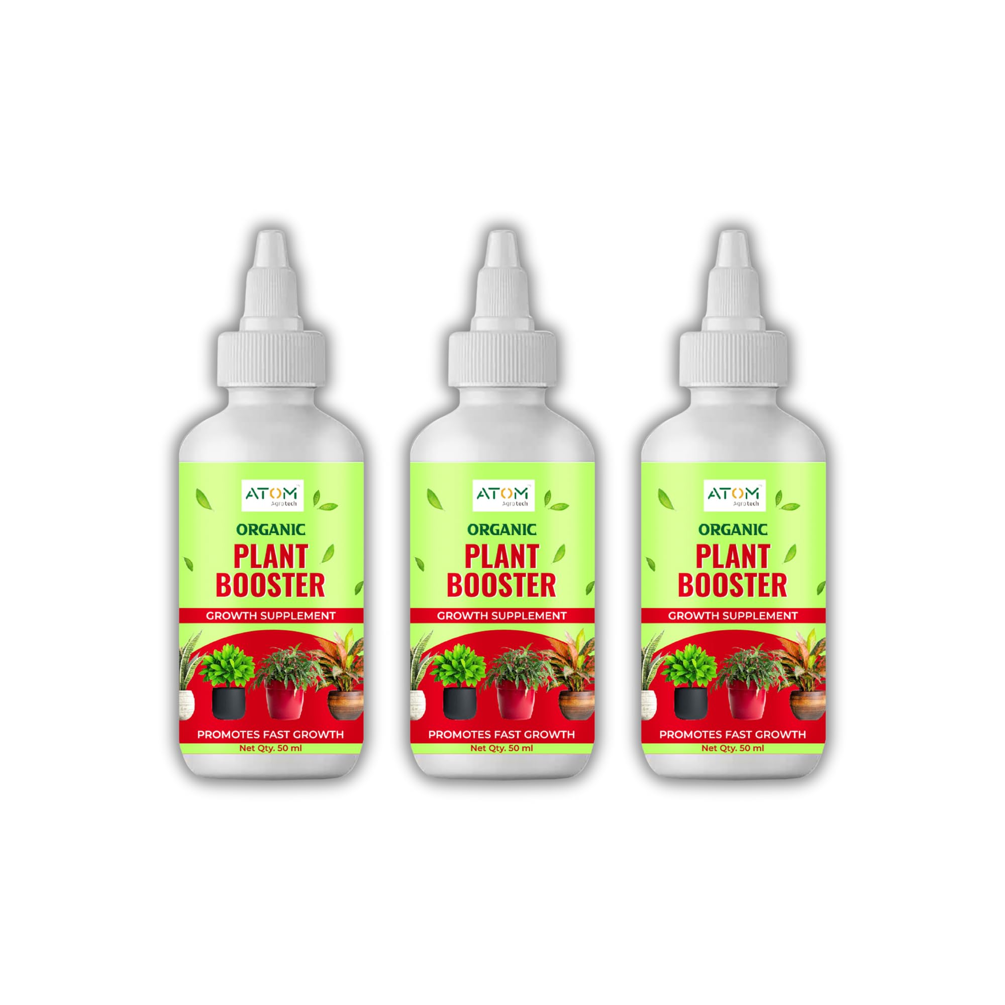 Atom Agrotech Plant Growth Enhancer Supplement 50ml- Root Enhancer For Plants, Best Organic Supplement For Gardening & Outdoor plants, Home & kitchen Gardening | Pack Of 3 (3)