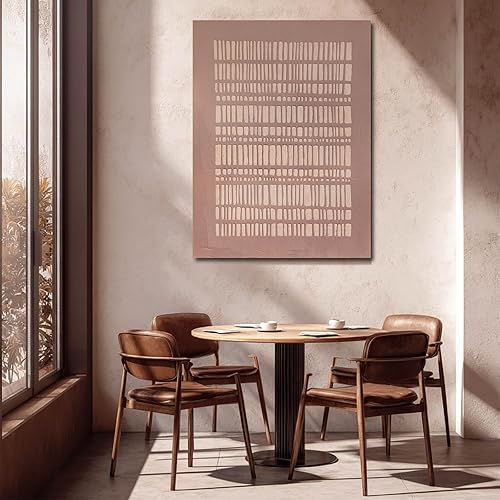 SHEYOYE Pink Abstract Wall Art Canvas – Textured Minimal Line