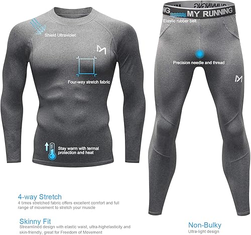 Miniatura 4 de MEETYOO Ropa interior térmica para hombre, capa base para hombre, 2 juegos largos forrados con capa base de engranajes de caza