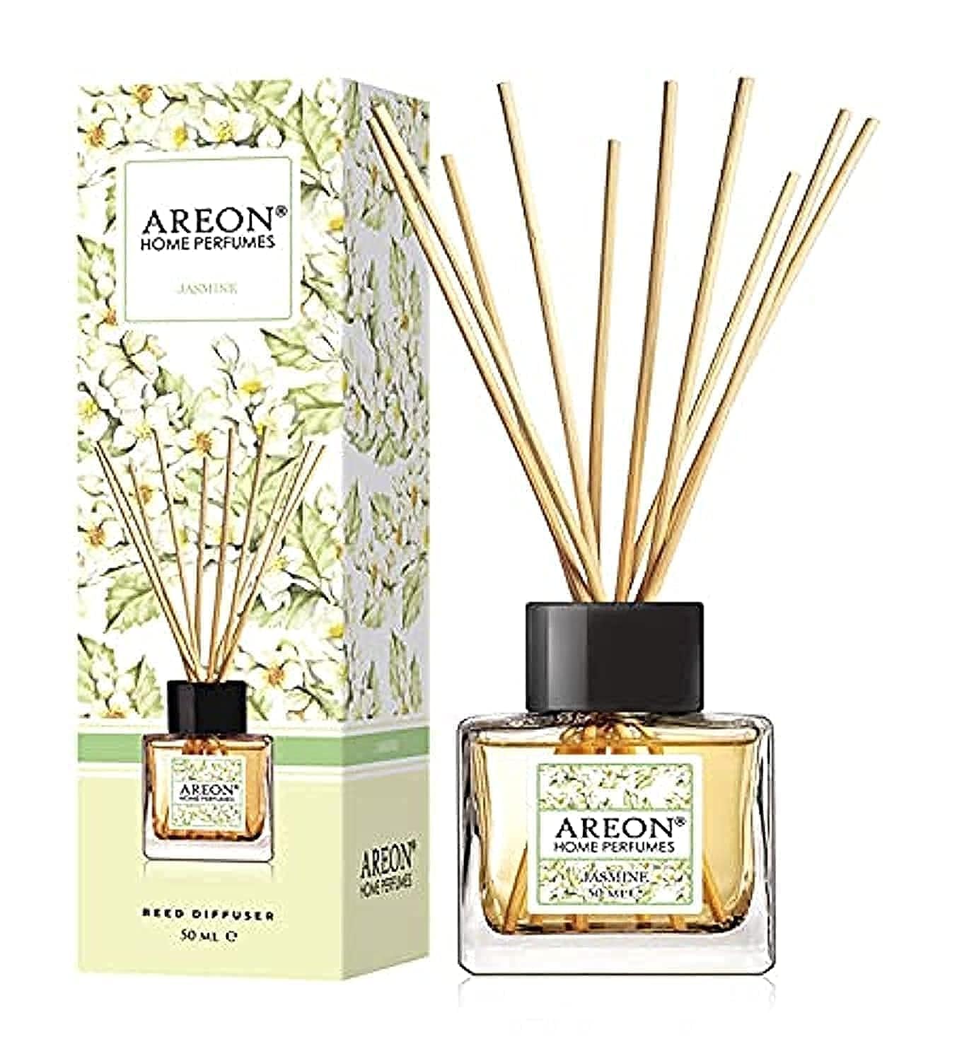 Areon Home Luxury Perfume Reed Diffuser + 10 Rattan Reeds, Jasmine 50 ml