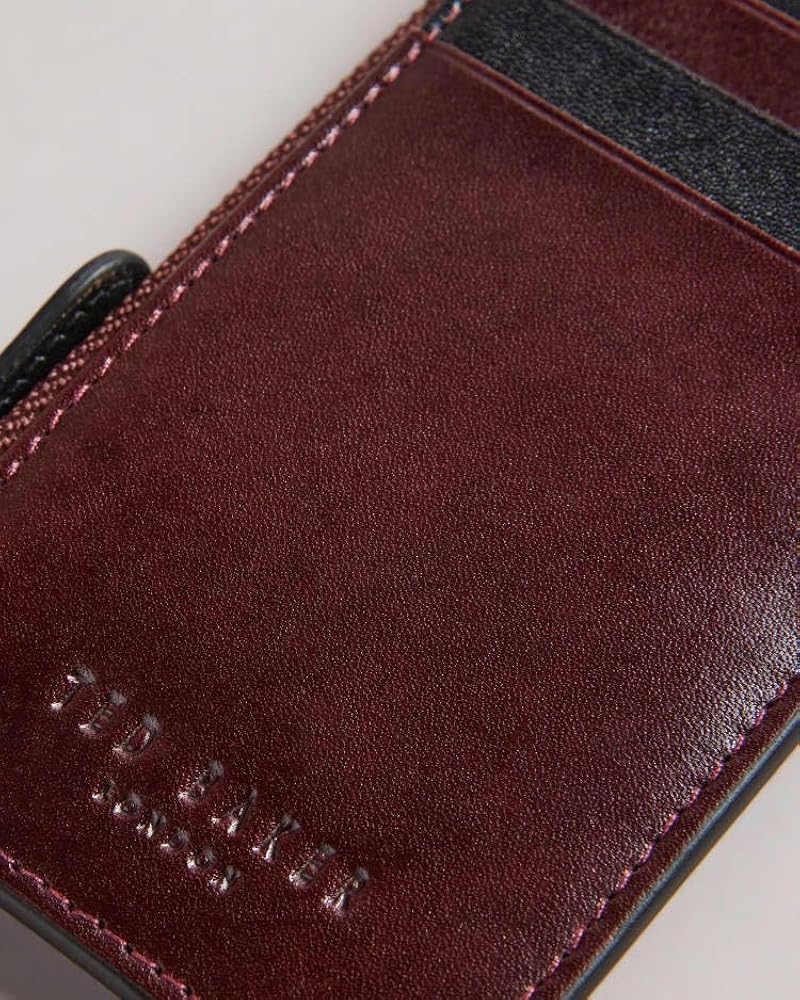 Ted Baker London Portafoglio Uomo In Pelle Grigio Grafite: Trifold Con Zip, Portamonete E Blocco RFID