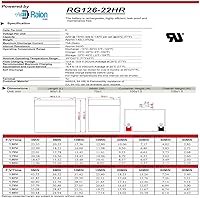 Vista 5 de Raion Power RG126-22HR 12V 5.5Ah Compatible Replacement High Rate Discharge Rechargeable UPS Battery for Powerware Prestige EXT 750-5 Pack