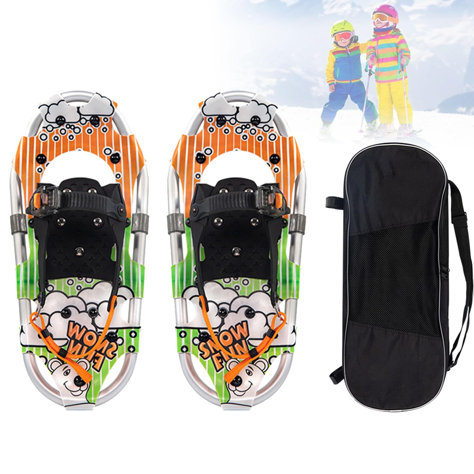 Raquettes à Neige pour Enfants, Chaussures à Neige Tout Terrain Légères en Alliage D'aluminium avec Fixations Réglables pour Garçons et Filles Jusqu'à 100 LB
