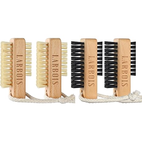 Larbois Wooden Manicure Brush Fingernail Brush with Hanging Rope for Cleaning