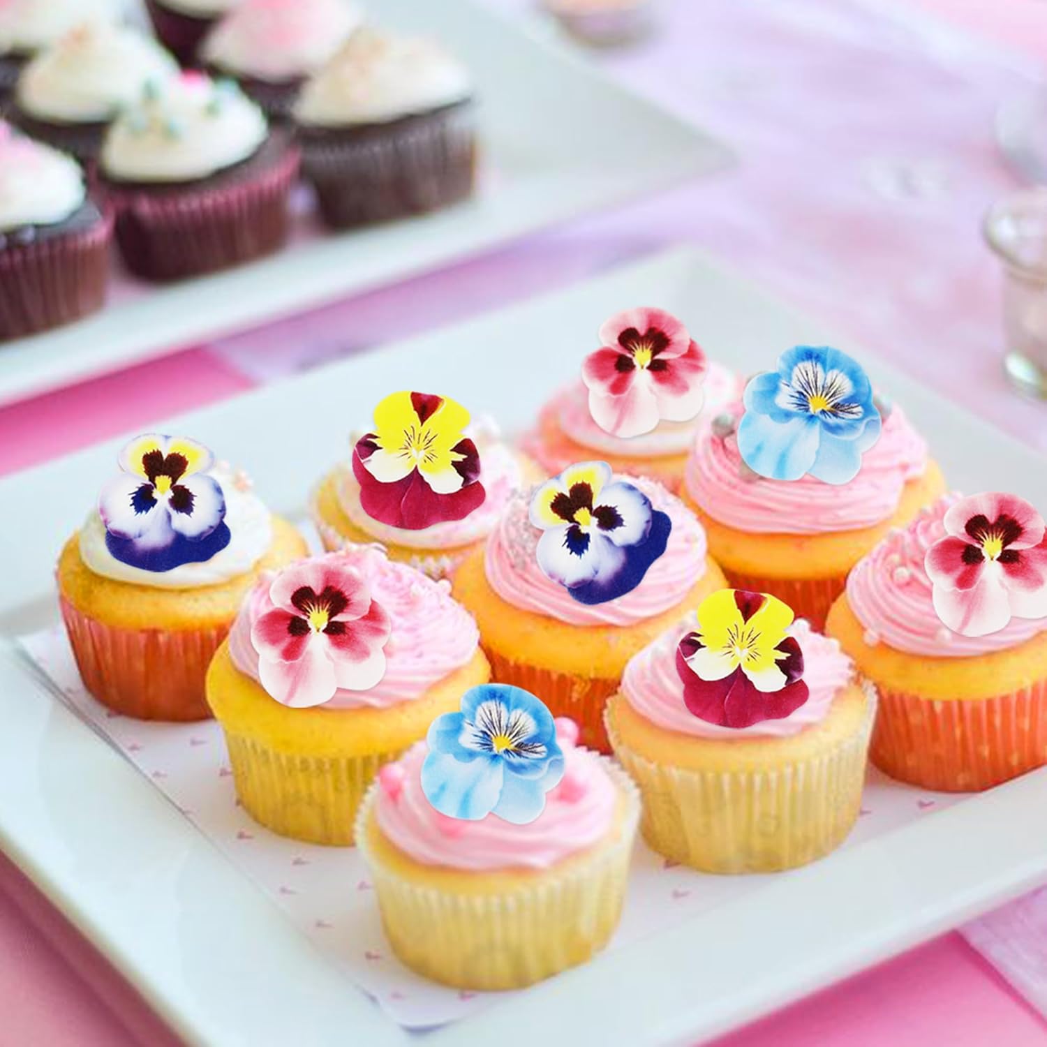 40 PCS Edible Flowers Cupcake Toppers Flowers Cupcake Drink Topper Picks Edible Flowers Cupcake Decorations for Flowers Spring Theme Baby Shower Kids Birthday Party Cake Supplies - Image 4