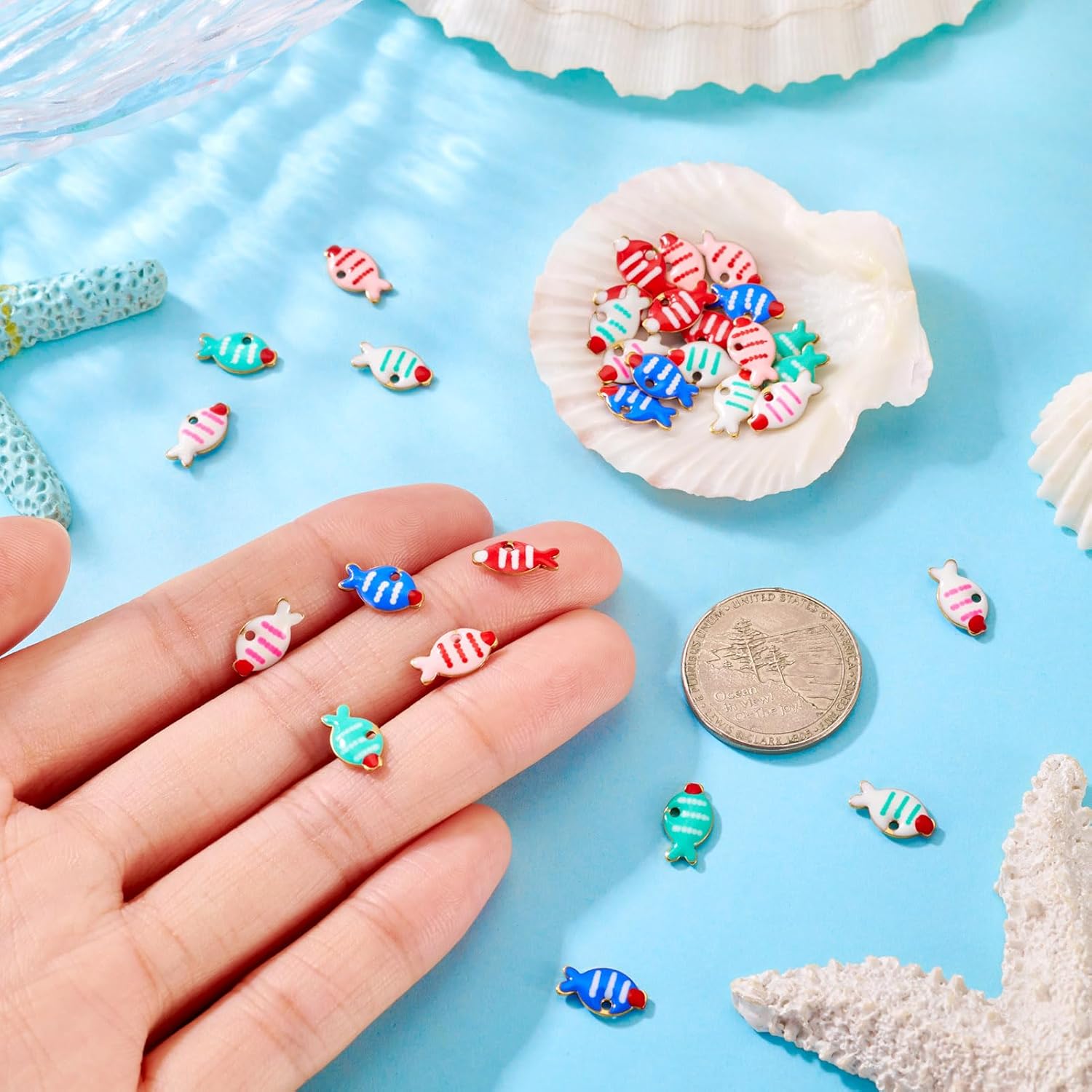 Craftdady 30Pcs Enamel Fish Charms Golden Ocean Fish Charm Colorful Stainless Steel Marine Life Sea Animals Charms for DIY Necklace Earrings Bracelets Crafts Jewelry Making, 6 Colors - Image 6