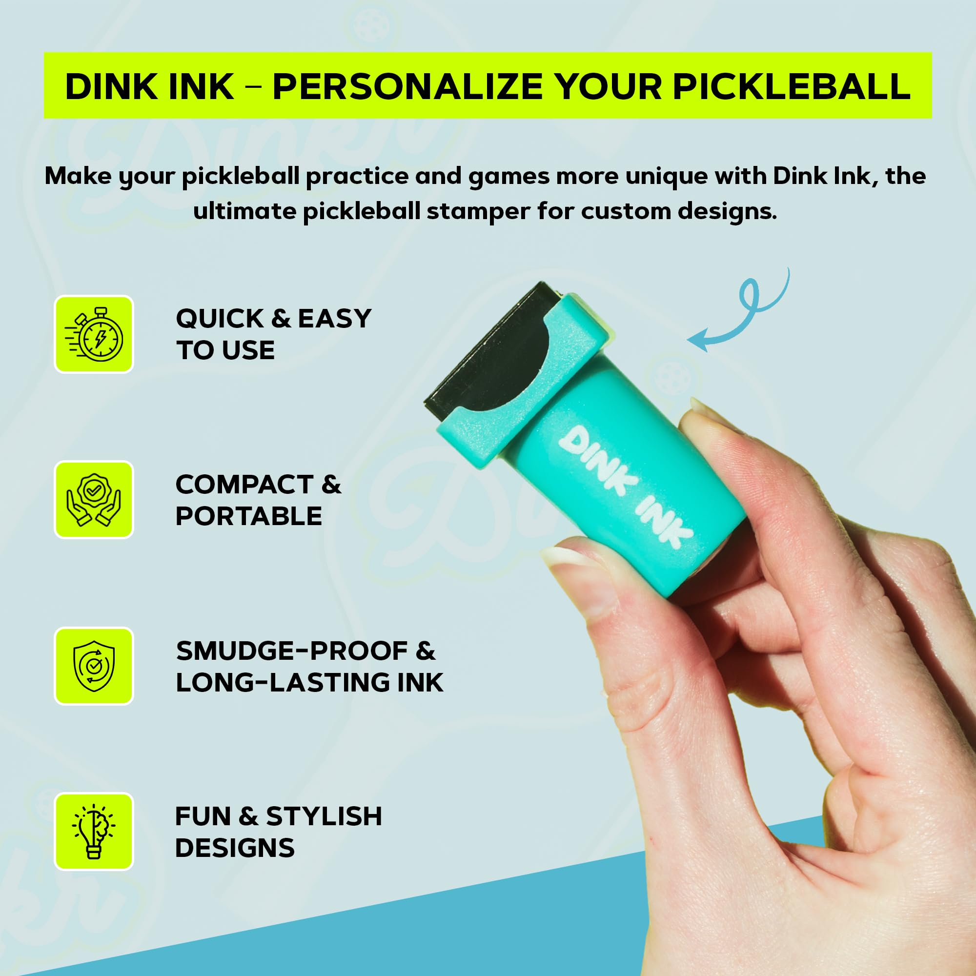 Dink Ink Letters - Pennarello riutilizzabile autoinchiostrante per pickleball, personalizza i tuoi sottaceti con precisione, inchiostro resistente ad asciugatura rapida e senza sbavature, perfetto per