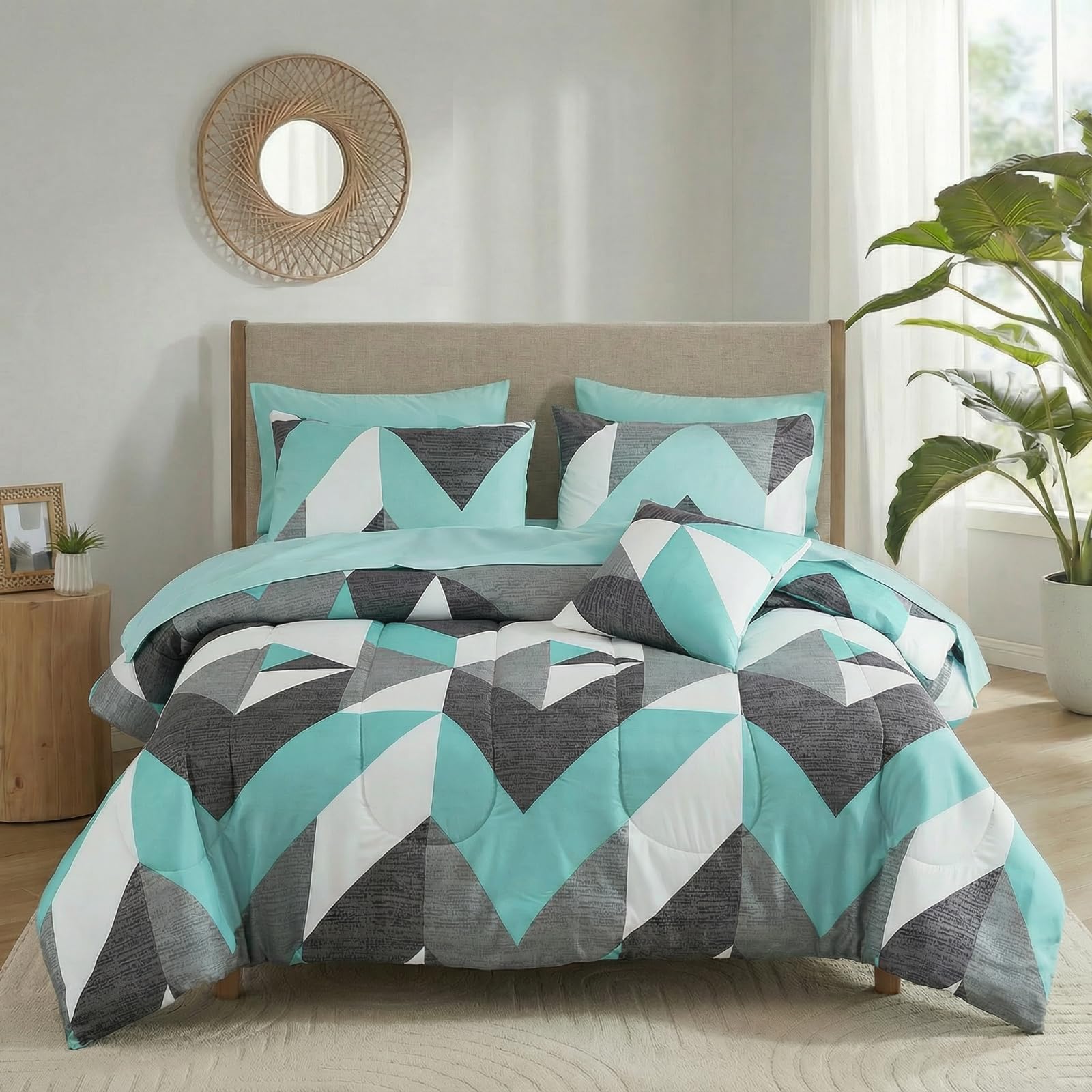 Bedbay Comforter Set: juego de edredón reversible con fundas de almohada para cama de matrimonio
