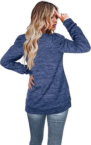 Miniatura 4 de WEESO Sudaderas de cuello redondo para mujer, suéteres de manga abombada a la moda