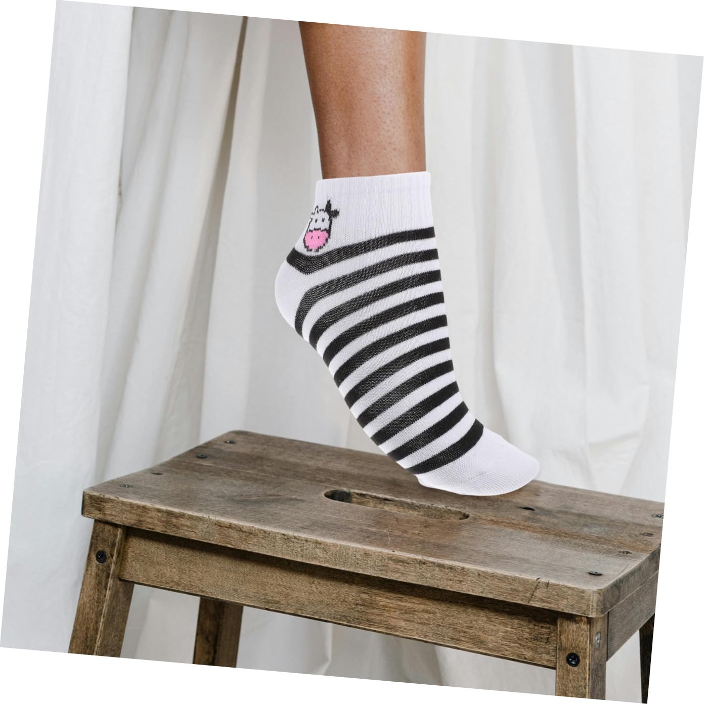 Ipetboom Calcetines de Vaca de Dibujos Animados para Niña, 5 Pares, Algodón | Calcetines Cortos, Negro y Blanco, Ajuste Cómodo y Transpirable, Decoracion Verano