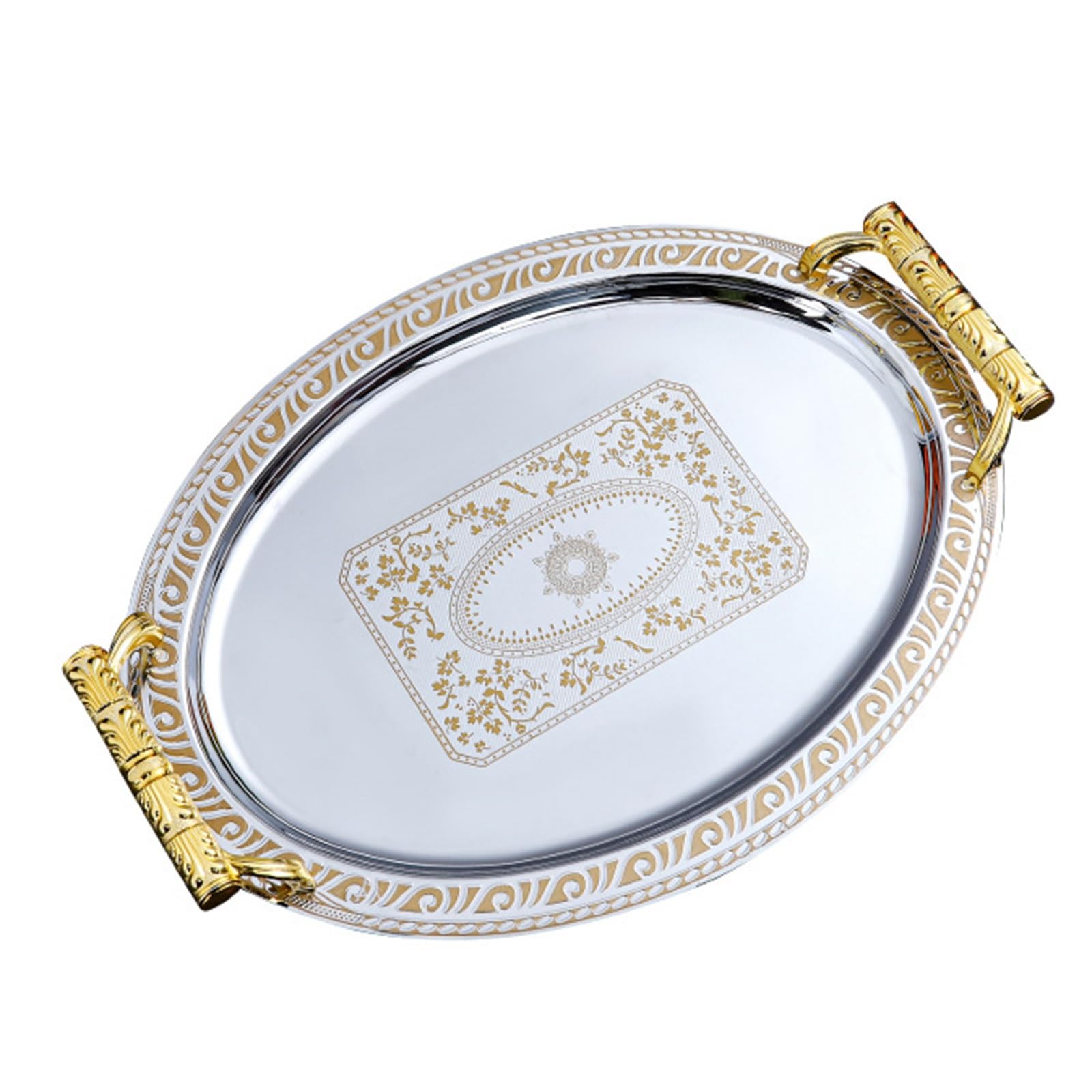 Vnook One Color Fruit Serving Tray, Stainless Steel Dessert Tray, Tray Decorative Edge