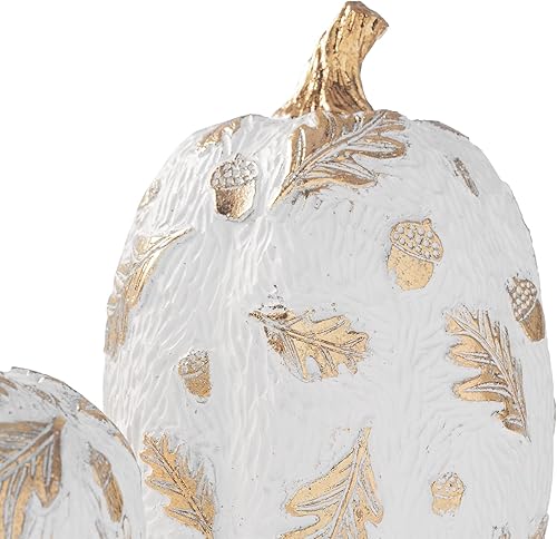 Miniatura 7 de DN DECONATION 2 piezas de decoración de calabaza de otoño, resina falsa, decoración de mesa de calabaza, figuras de calabazas blancas para decorar