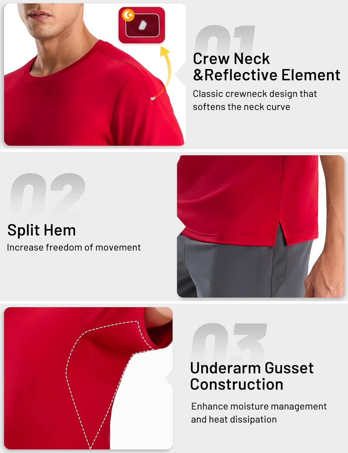 MIER Men's Dry Fit Running T Shirts - Moisture Wicking COOL MAX Short Sleeve Workout Athletic Gym Sports Tee Shirts for Men - Image 5