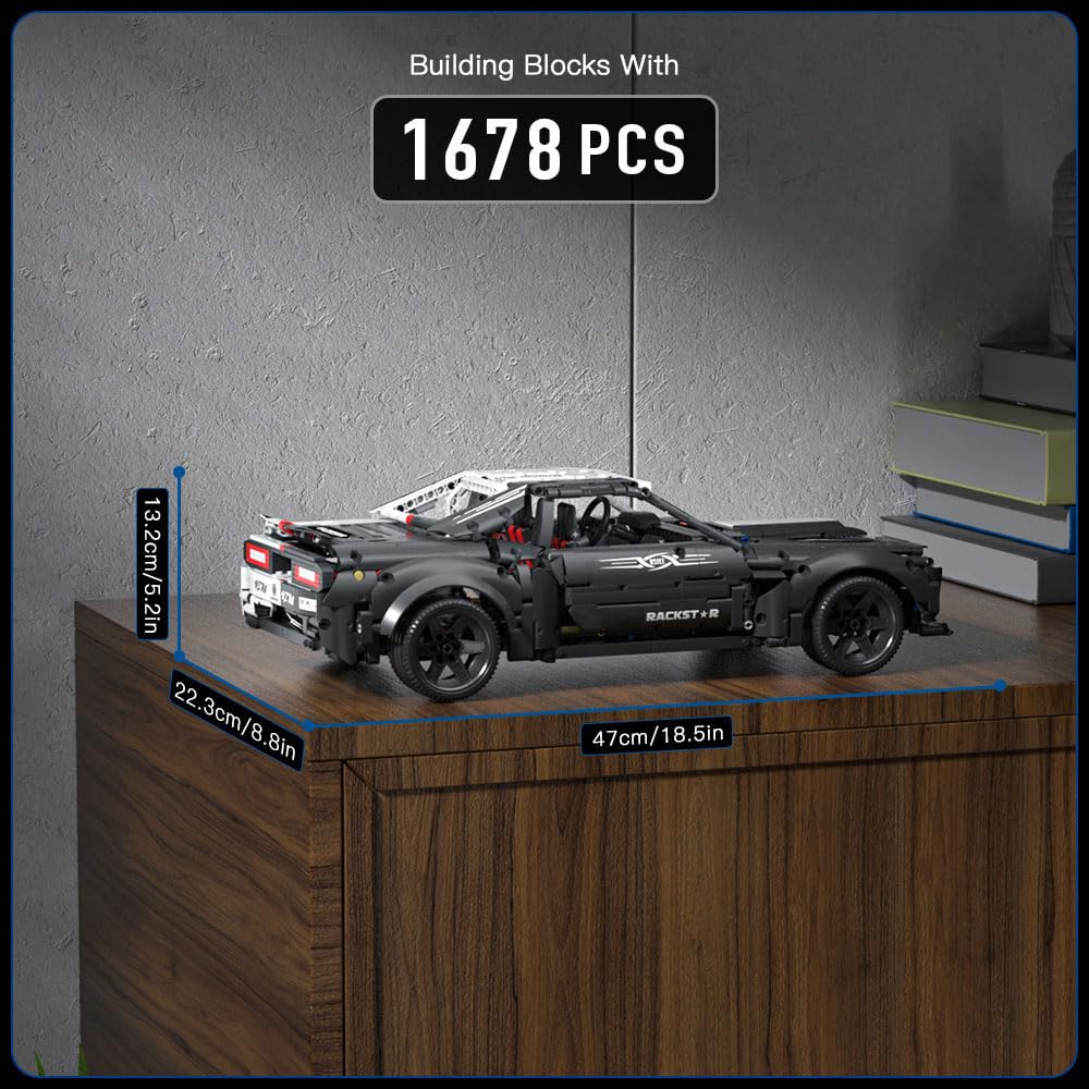 Mould King 13128 Jeu de Construction de Voiture Demon Télécommande Maquette Voiture de Voiture Kit Briques de Construction Idée Cadeau pour Garçons (1678 Pièces)