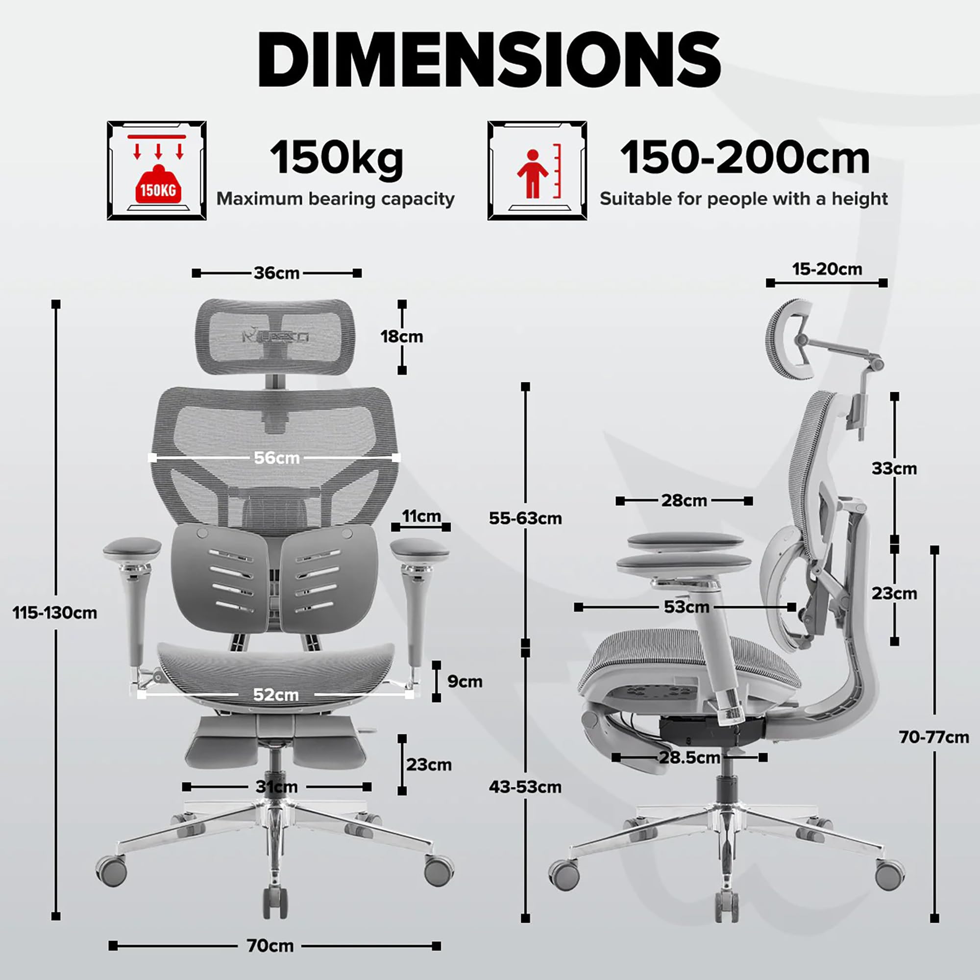 MUSSO X700 Ergonomiczne krzesło biurowe z podparciem lędźwiowym GlideTrack, podłokietniki 6D, zagłówek 4D, przesuwne siedzisko i podnóżek, inteligentny komfort do pracy, nauki i gier (ciemnoszary)