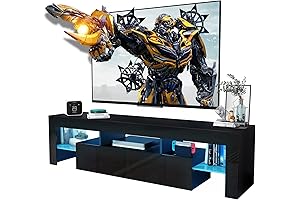 75 Inch TV Stand with Sleek Modern Style and Vibrant LED Lights