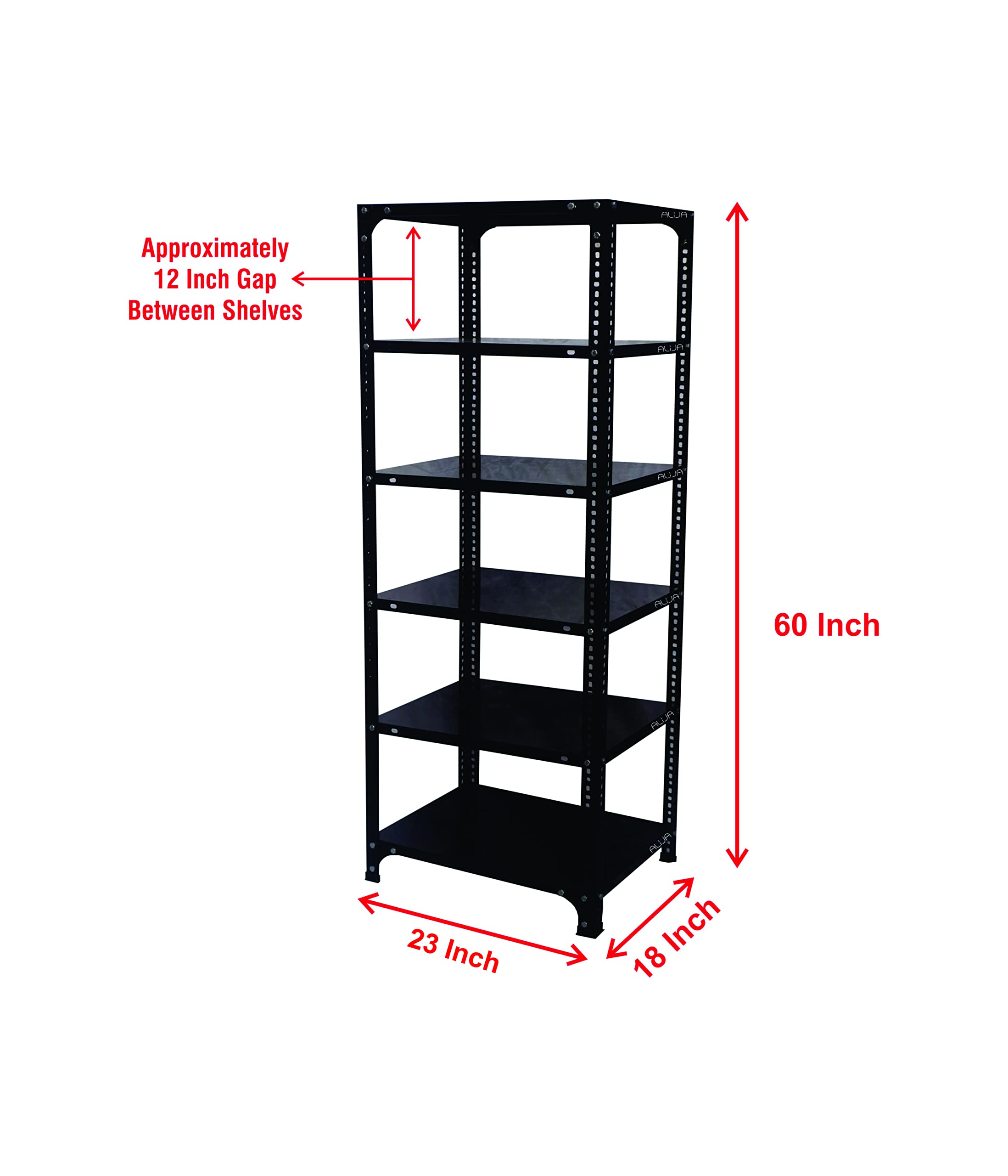 小棚 ALIJA®️ 6 Shelves Slotted Angle Metal Rack (60 x 23 x 18 Inch